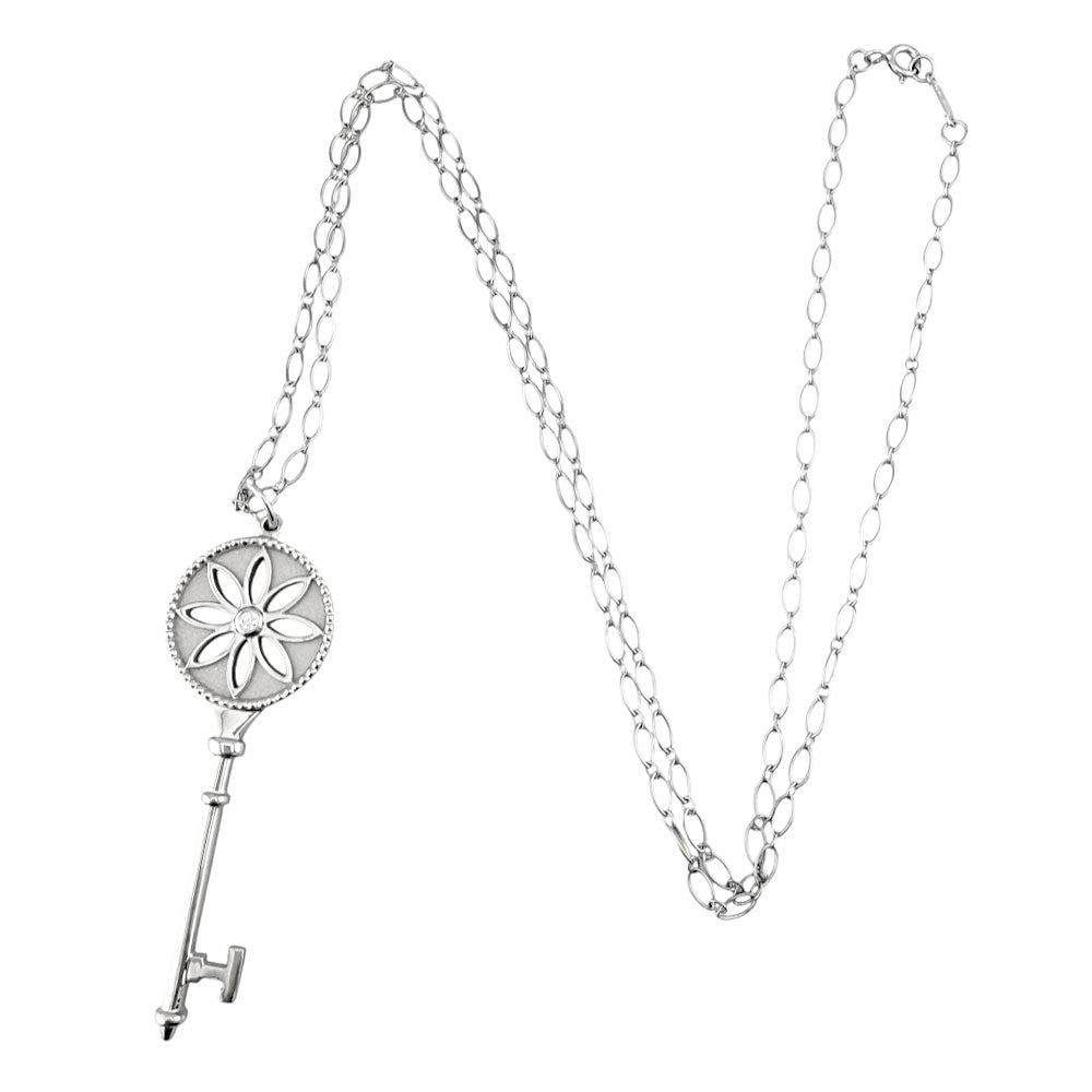 TIFFANY＆Co デイジーキー ネックレス ペンダント 925 [8]Y TIFFANY&Co. ティファニー デイジー キー ネックレス 18金 K18ホワイト