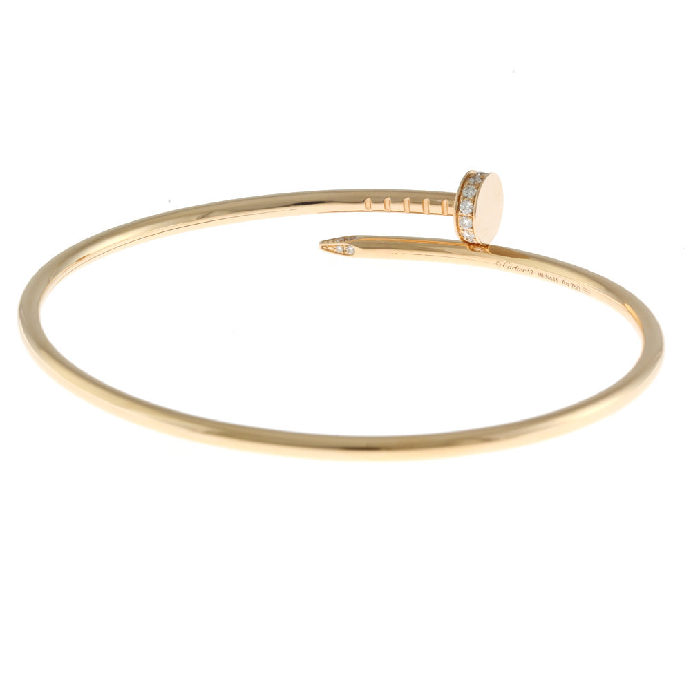 中古】 カルティエ CARTIER K18PG バングル ダイヤモンド ブレスレット