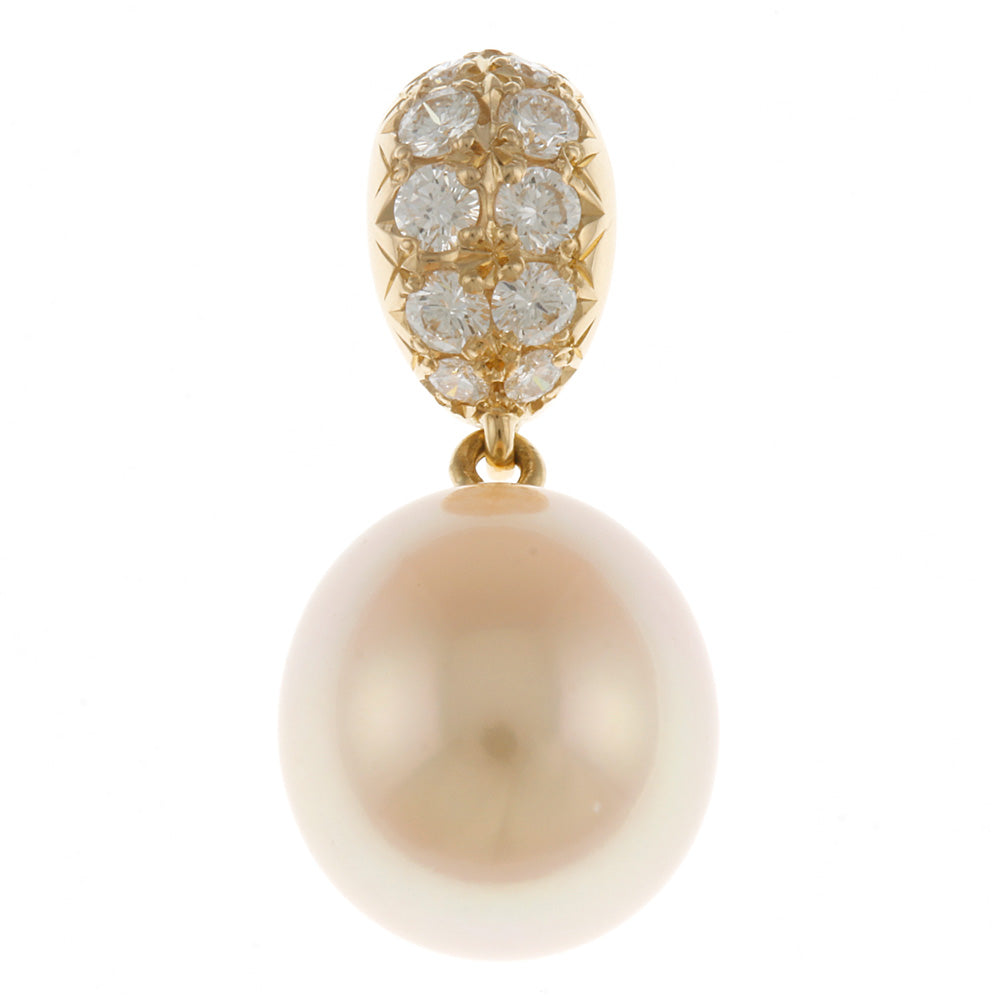 Used] TASAKI K18 Pendant Top Pearl: 1 bead Diamond 18K K18 Gold