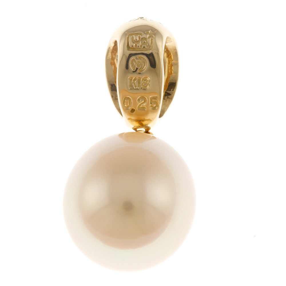 Used] TASAKI K18 Pendant Top Pearl: 1 bead Diamond 18K K18 Gold
