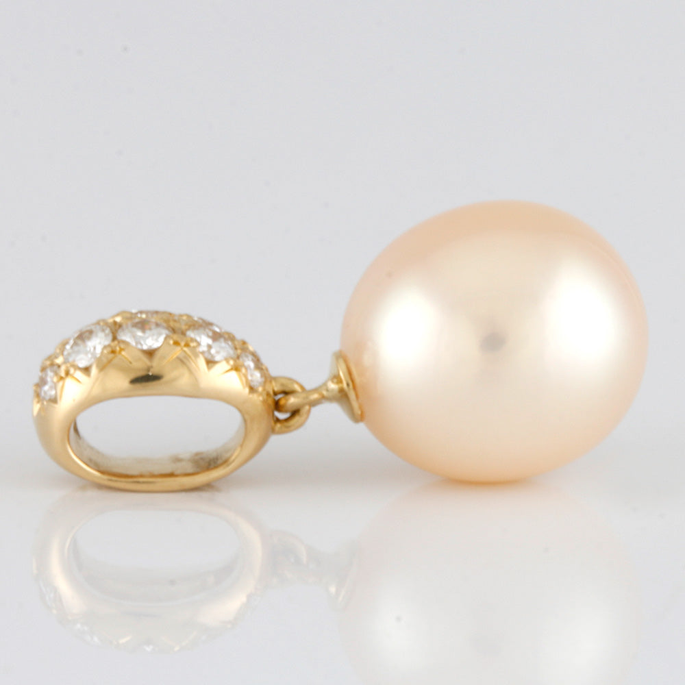 Used] TASAKI K18 Pendant Top Pearl: 1 bead Diamond 18K K18 Gold