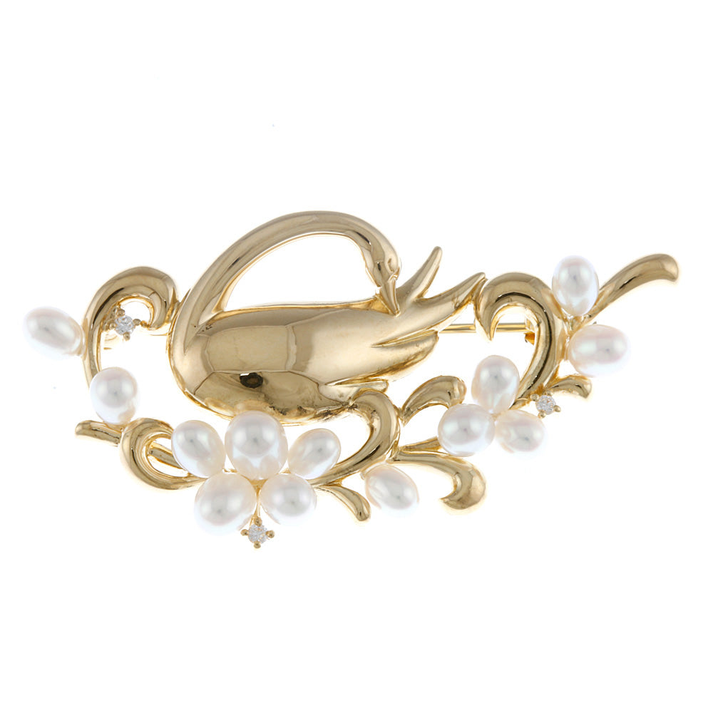 パールブローチ　ゴールド　（サヤ）　超美品 楽天市場】あこや真珠 ブローチ 7.5-8.0mm SV925 パール 普段使い