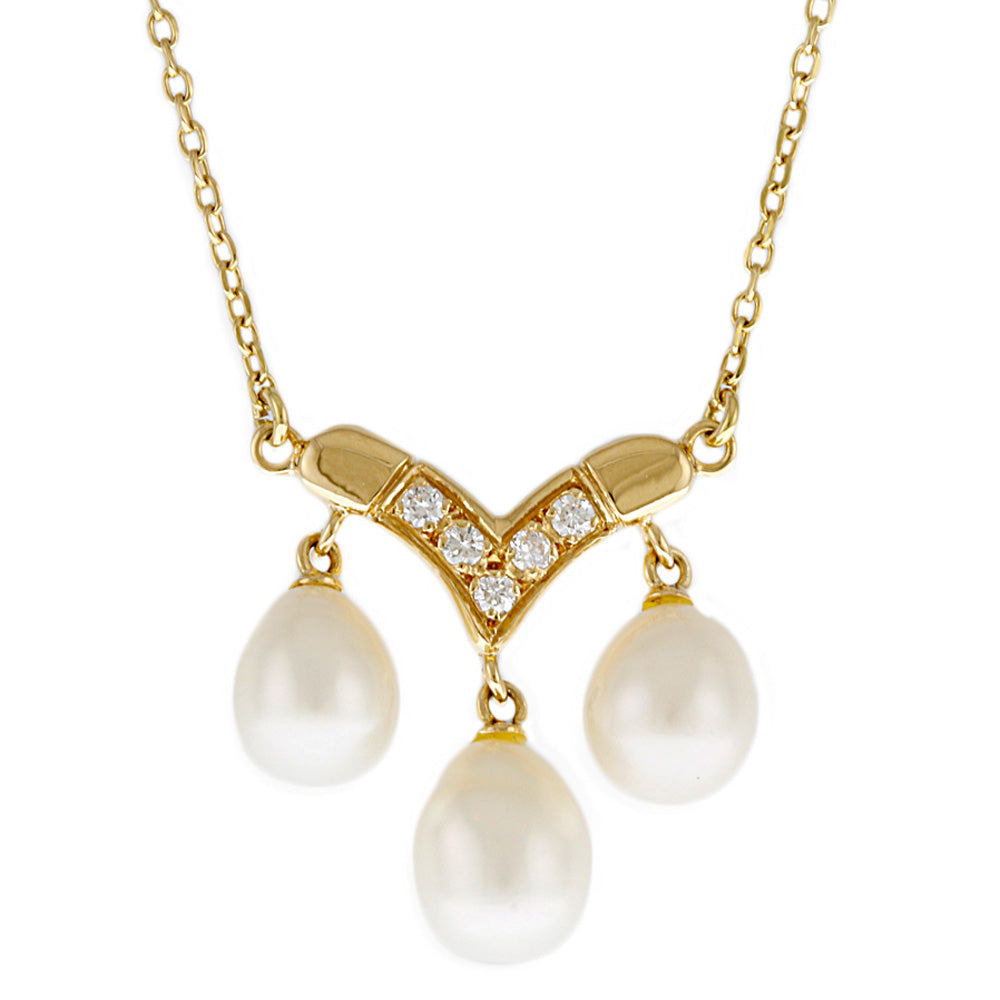 MIKIMOTO ミキモト ネックレス 18金 K18ゴールド 淡水パール：3珠