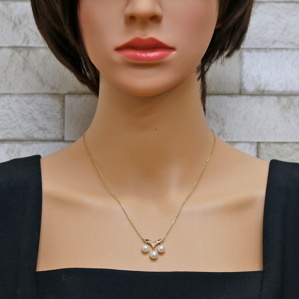 MIKIMOTO ミキモト ネックレス 18金 K18ゴールド 淡水パール：3珠