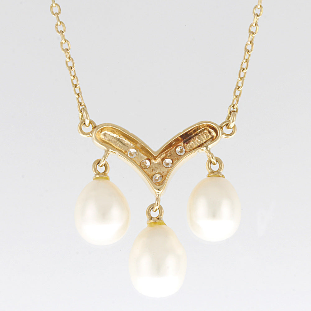 MIKIMOTO ミキモト ネックレス 18金 K18ゴールド 淡水パール：3珠