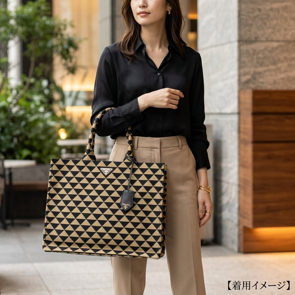 PRADA プラダ シンボル エンブイタリー ラージ トートバッグ