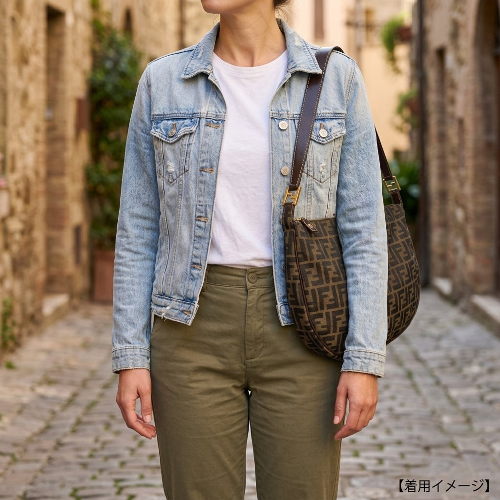 FENDI フェンディ ズッカ ショルダーバッグ キャンバス ブラウン