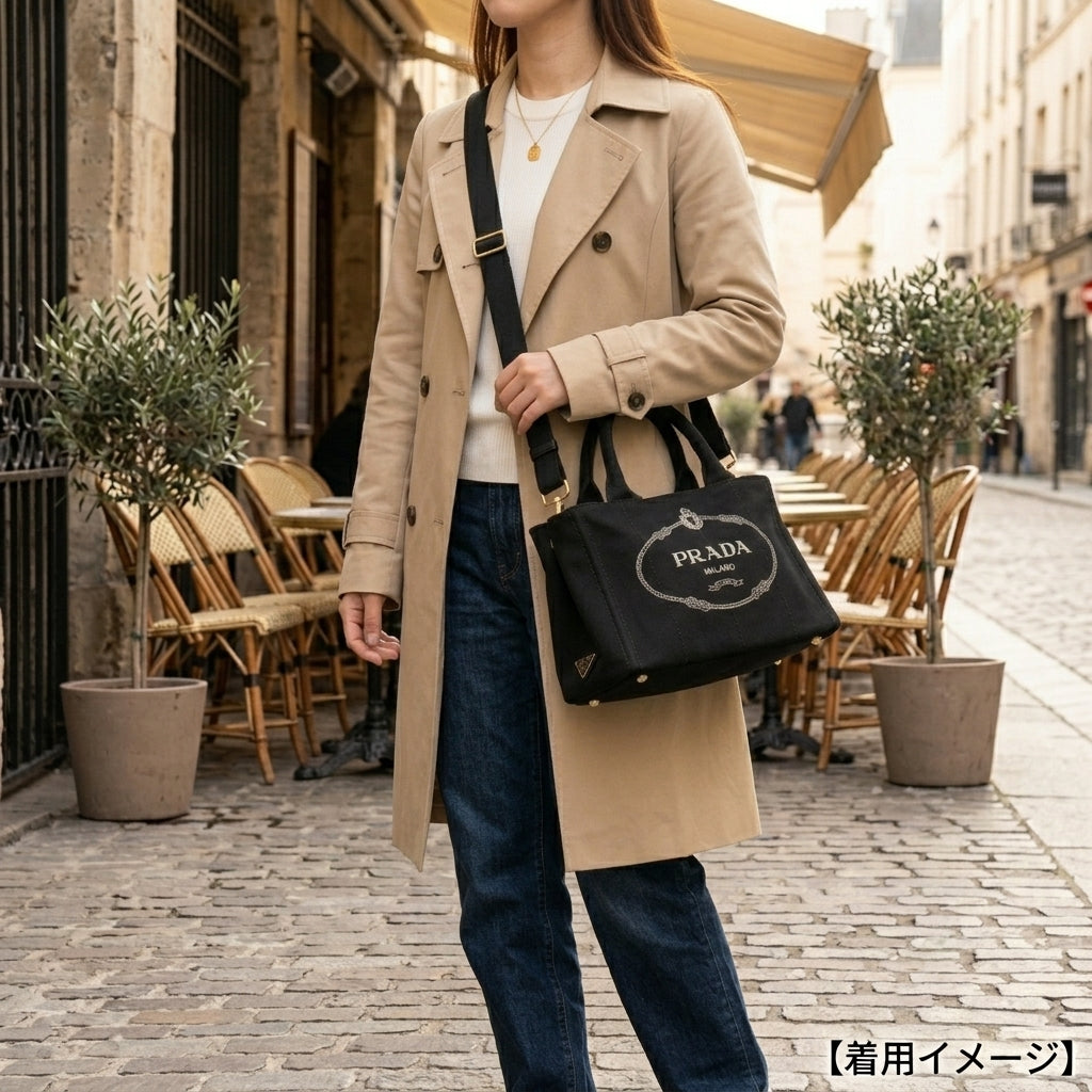PRADA プラダ カナパ ショルダーバッグ キャンバス ブラック