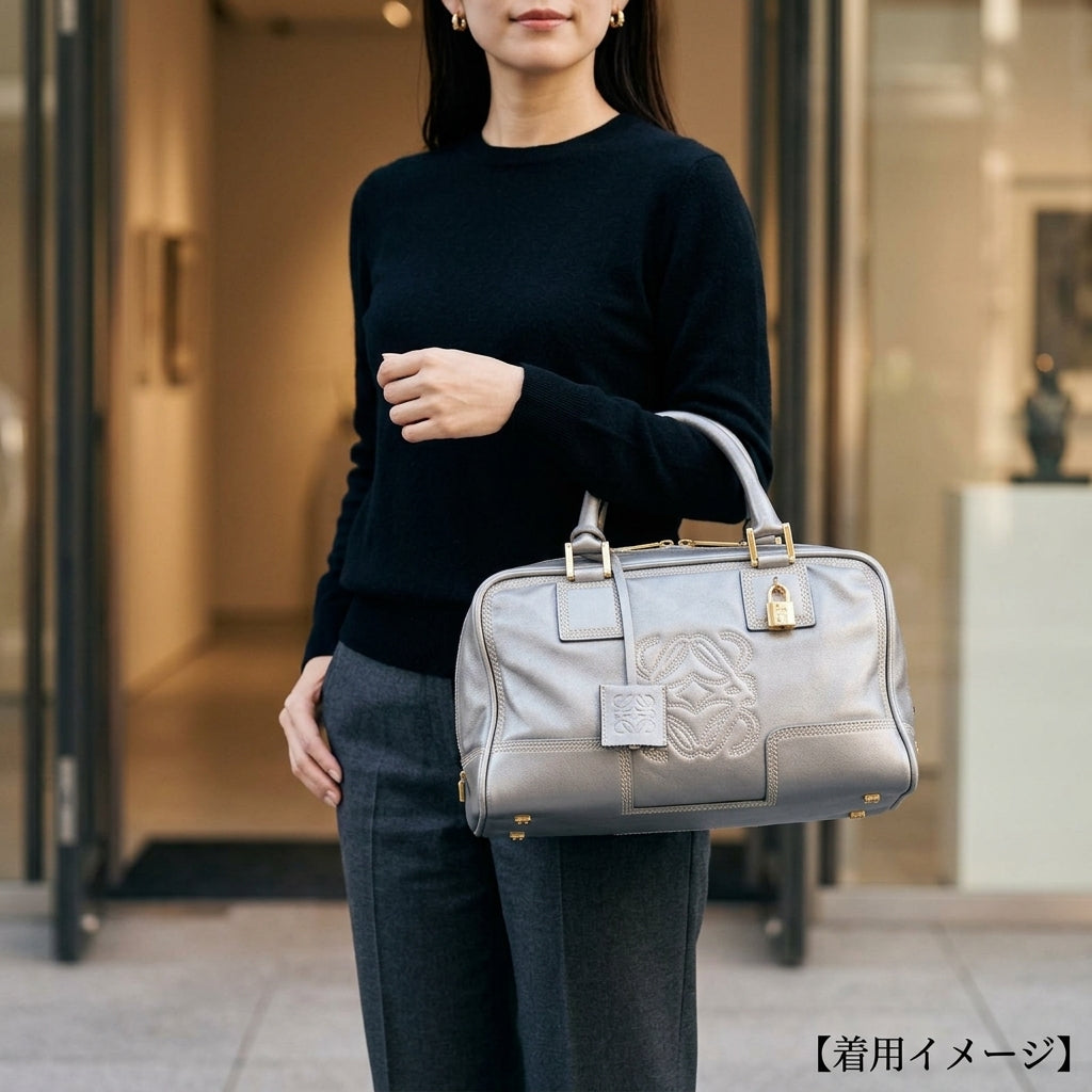 LOEWE ロエベ アマソナ28 アナグラムロゴ ハンドバッグ レザー グレー