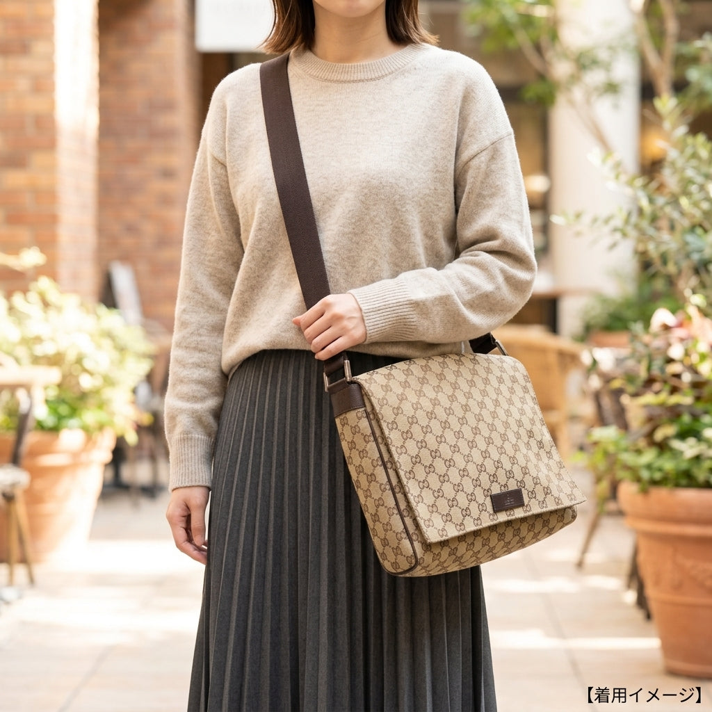 GUCCI グッチ GGキャンバス ショルダーバッグ GGキャンバス ブラウン