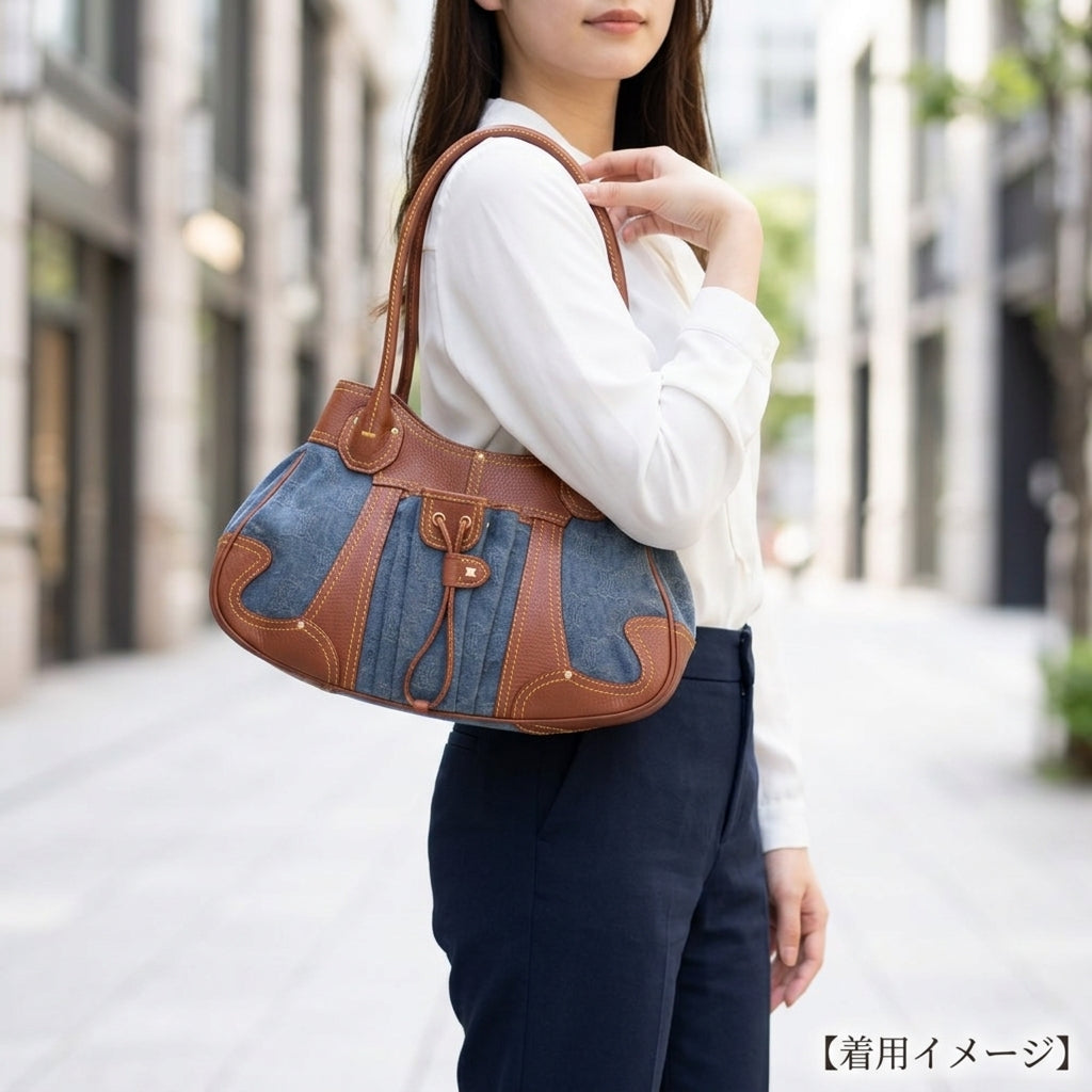 セリーヌ　ショルダーバッグ　パリマカダム　デニムレザー CELINE セリーヌ パリマカダム ショルダーバッグ デニム ブルー