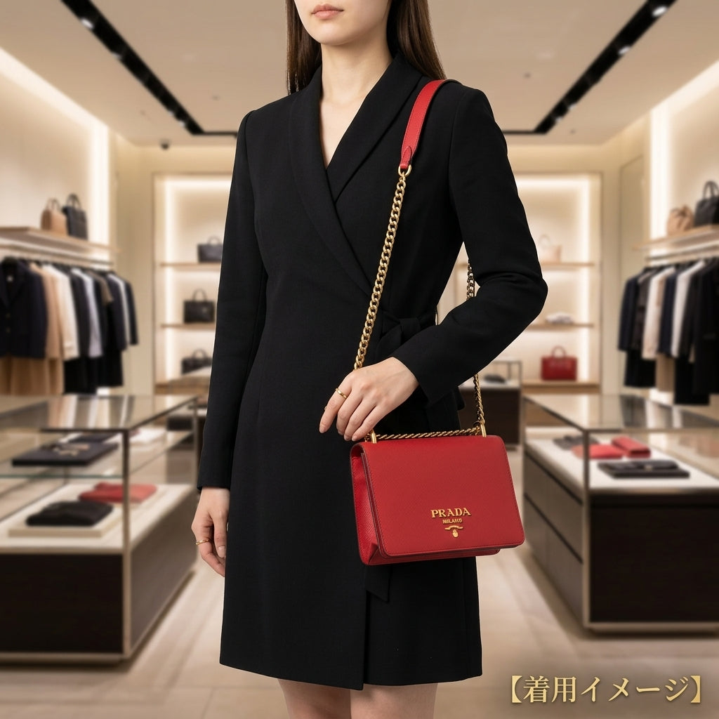 PRADA プラダ サフィアーノ ショルダーバッグ レザー レッド