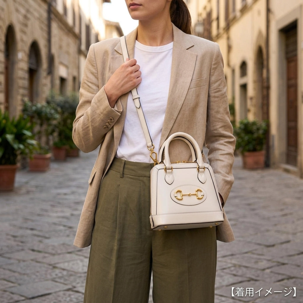 GUCCI グッチ ホースビット1955 ショルダーバッグ レザー ホワイト