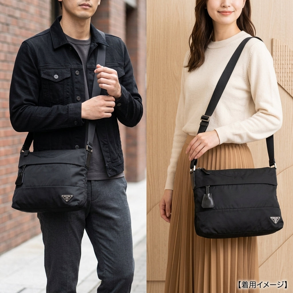 PRADA プラダ ショルダーバッグ ナイロン ブラック ユニセックス 中古