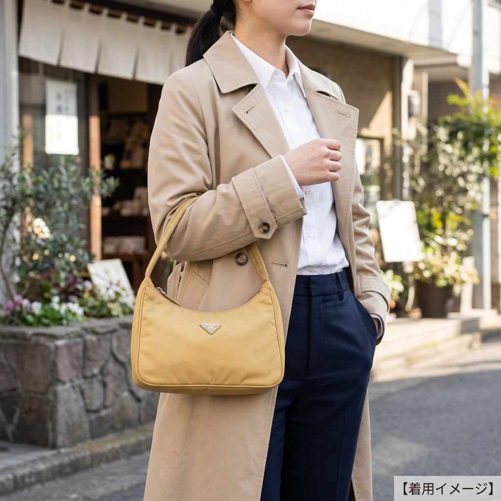 PRADA プラダ ホーボーミニバッグ ハンドバッグ ナイロン ベージュ