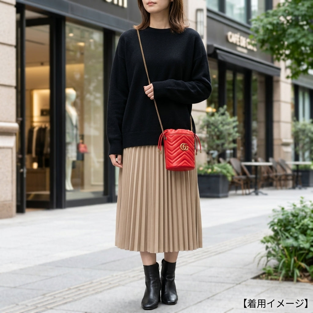 GUCCI グッチ ミニバケット GGマーモント ショルダーバッグ レザー