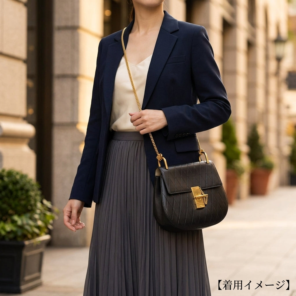 クロエ　ドリュー　チェーンショルダーバッグ　ブラック クロエ Chloe ショルダーバッグ ドリュー レザー 黒 チェーン