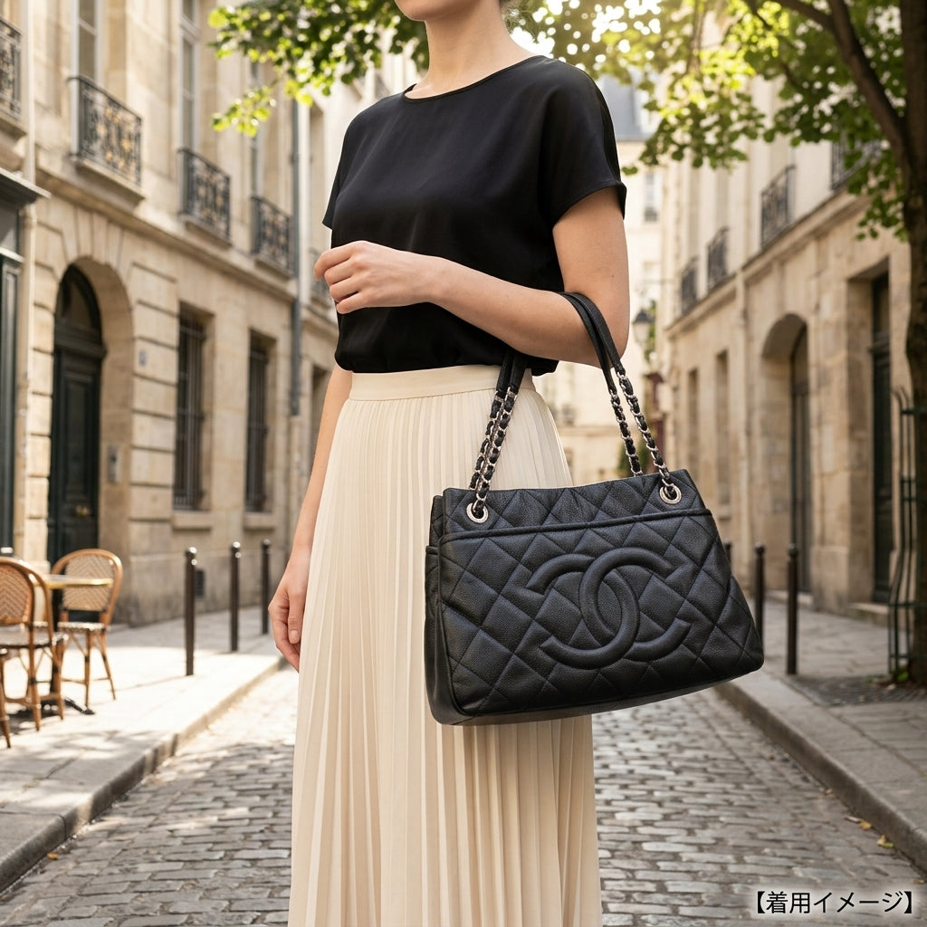 CHANEL シャネル ココマーク マトラッセ トートバッグ キャビアスキン