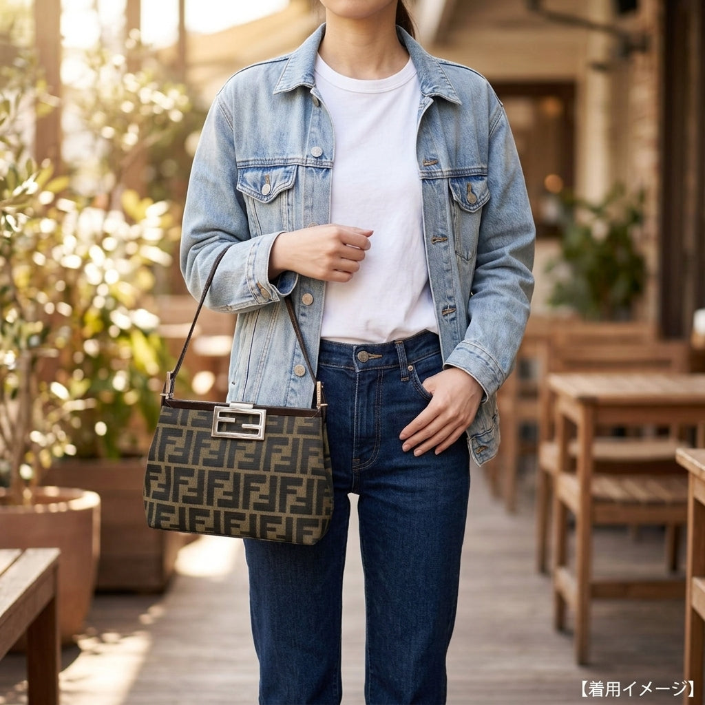 FENDI フェンディ ミニバゲット ズッカ ショルダーバッグ キャンバス