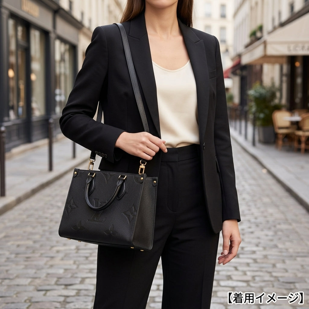 美品✨ヴィトン オンザゴーPM アンプラント ハンドバッグ ショルダー ブラック LOUIS VUITTON ルイヴィトン オンザゴーPM モノグラムアンプラント