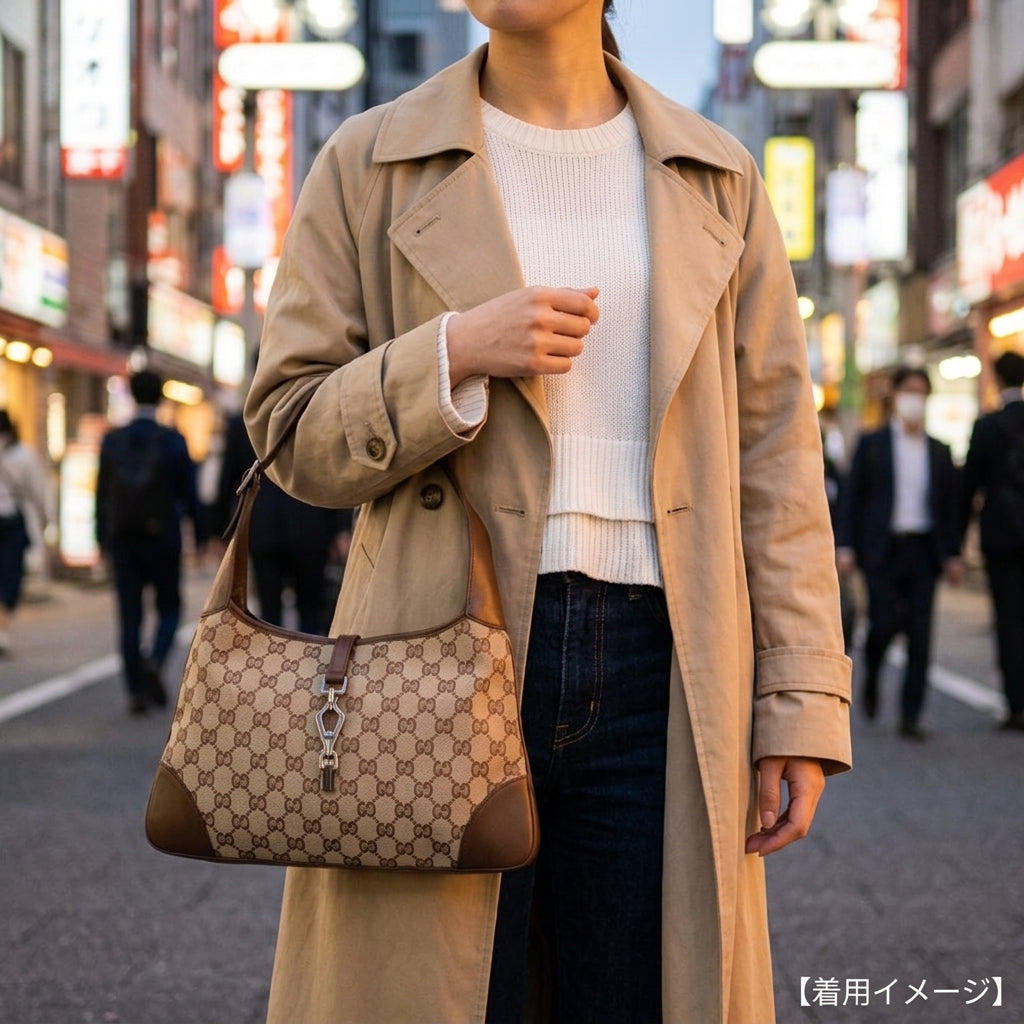 GUCCI グッチ ジャッキー ハンドバッグ GGキャンバス ベージュ