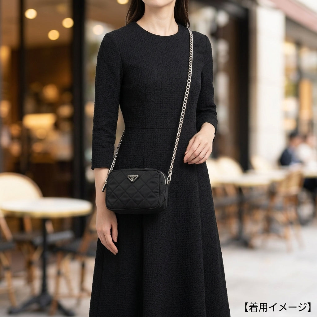 PRADA ダブルチェーンショルダーバッグ キルティング ナイロン PRADA プラダ キルティングチェーンショルダー ショルダーバッグ