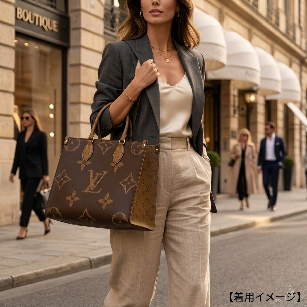 LOUIS VUITTON On the Go MM Monogram Giant Shoulder Bag Brown