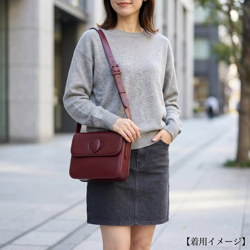 CARTIER カルティエ マストライン ショルダーバッグ レザー レッド