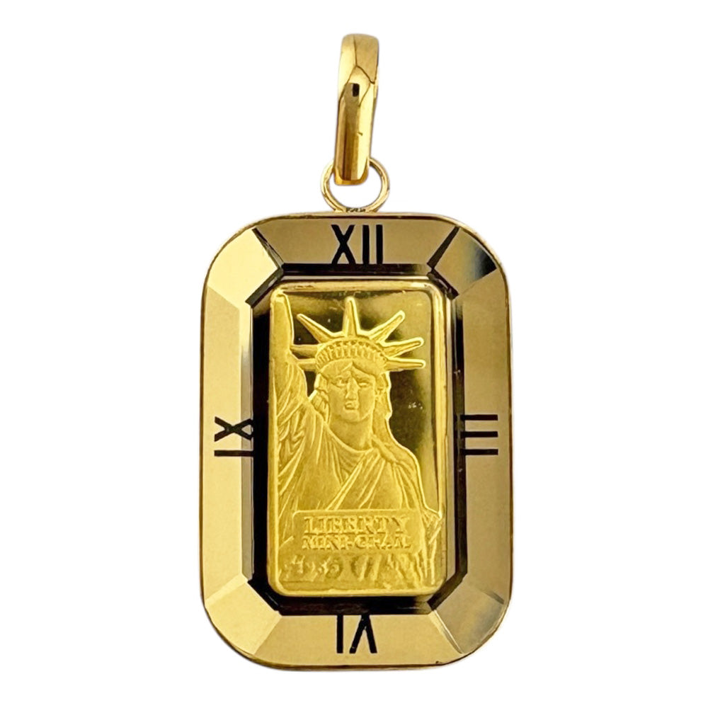 ※最終値下げ！自由の女神 リバティ １グラム　K18 ペンダント ネックレス 金 送料無料】【日本製】【男女兼用】純金1g インゴットペンダント