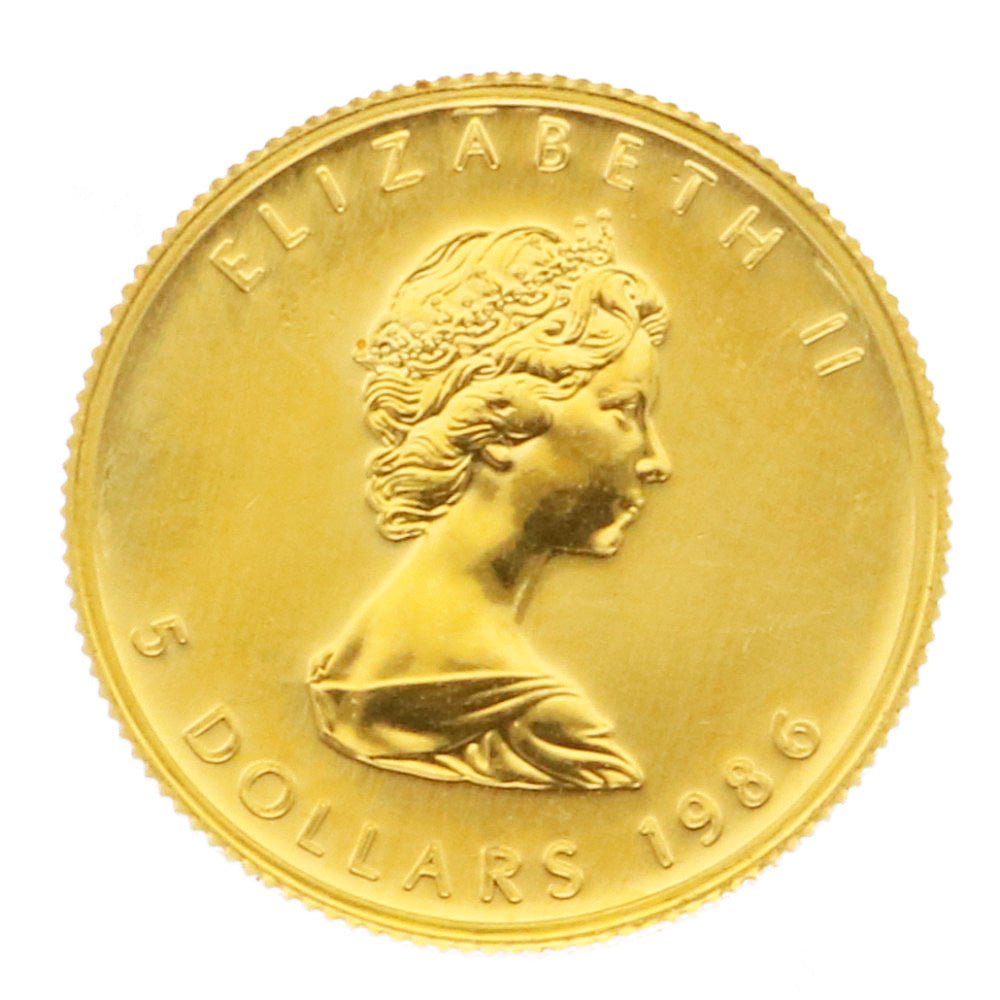 メイプルリーフ 1/10オンス 5ドル 1986 カナダ 純金 金貨 外国コイン