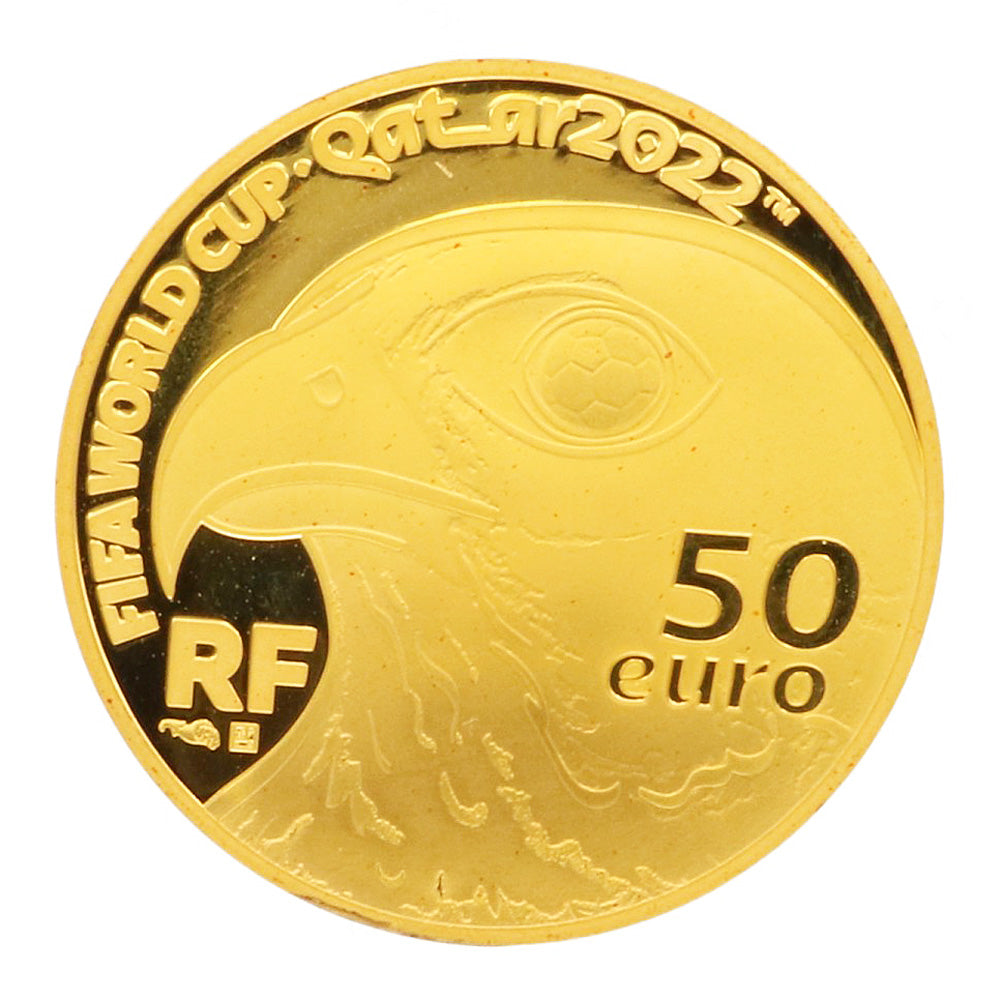 FIFAワールドカップカタール2022 公式記念コイン フットボール フランス50ユーロ金貨 記念コイン K24ゴールド ユニセックス 中古