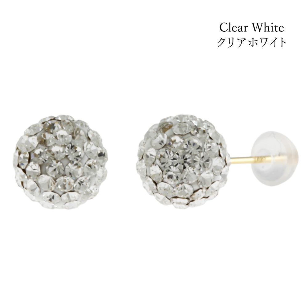 チャーミー　パヴェピアス　18金 ピアス 18金 K18イエローゴールド 10mm チェコクリスタル