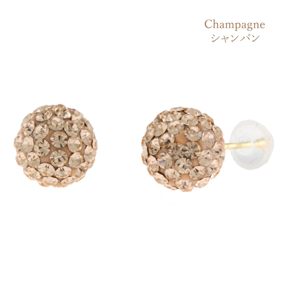 ピアス 18金 可愛い 18k パヴェ ボール チェコクリスタル 8mm 新品