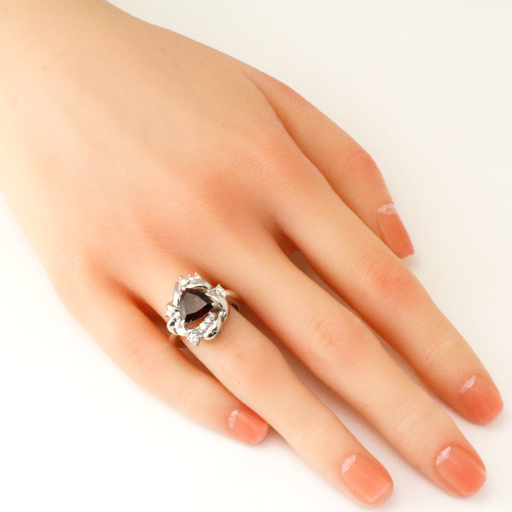 リング・指輪 12号 Pt900プラチナ ガーネット 2.72ct ダイヤモンド 