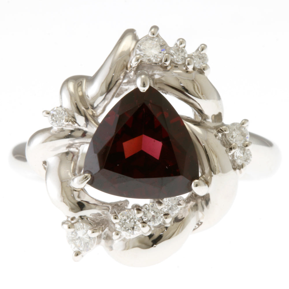 リング・指輪 12号 Pt900プラチナ ガーネット 2.72ct ダイヤモンド 