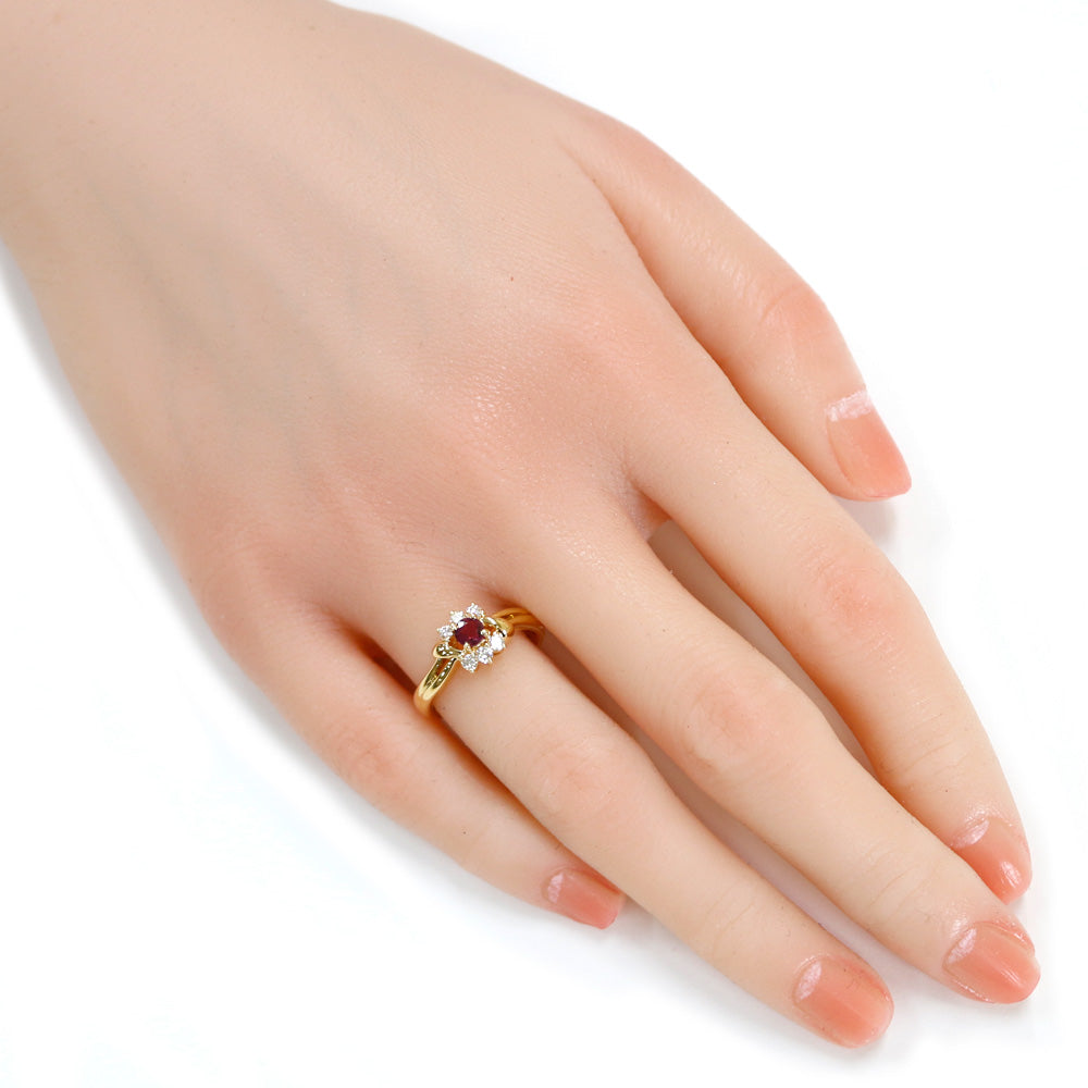 リング・指輪 9.5号 18金 K18イエローゴールド ルビー 0.26ct  