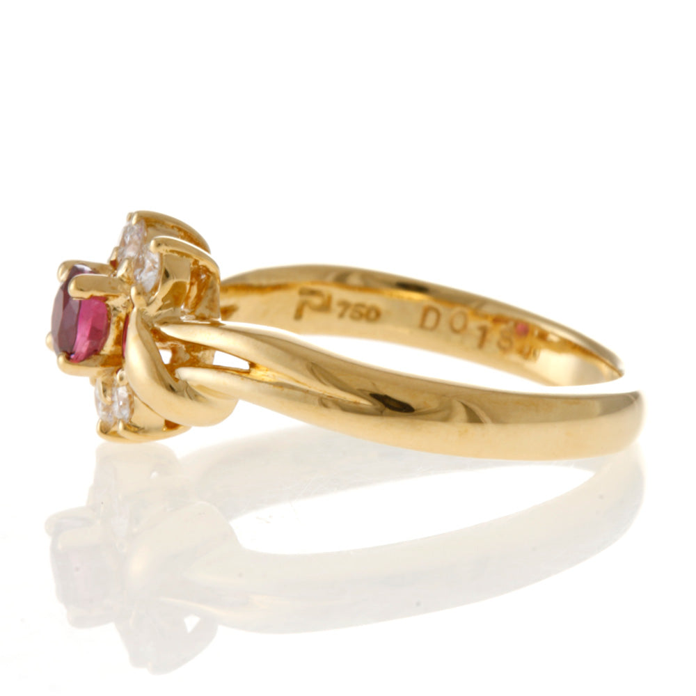 リング・指輪 9.5号 18金 K18イエローゴールド ルビー 0.26ct  