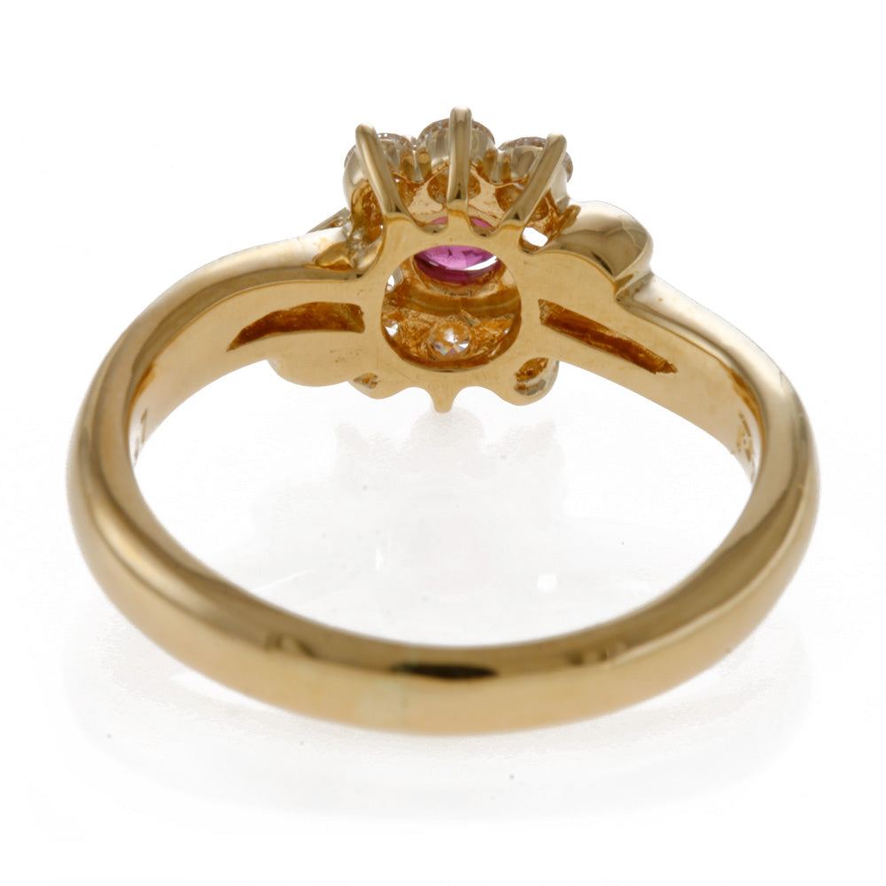 リング・指輪 9.5号 18金 K18イエローゴールド ルビー 0.26ct  