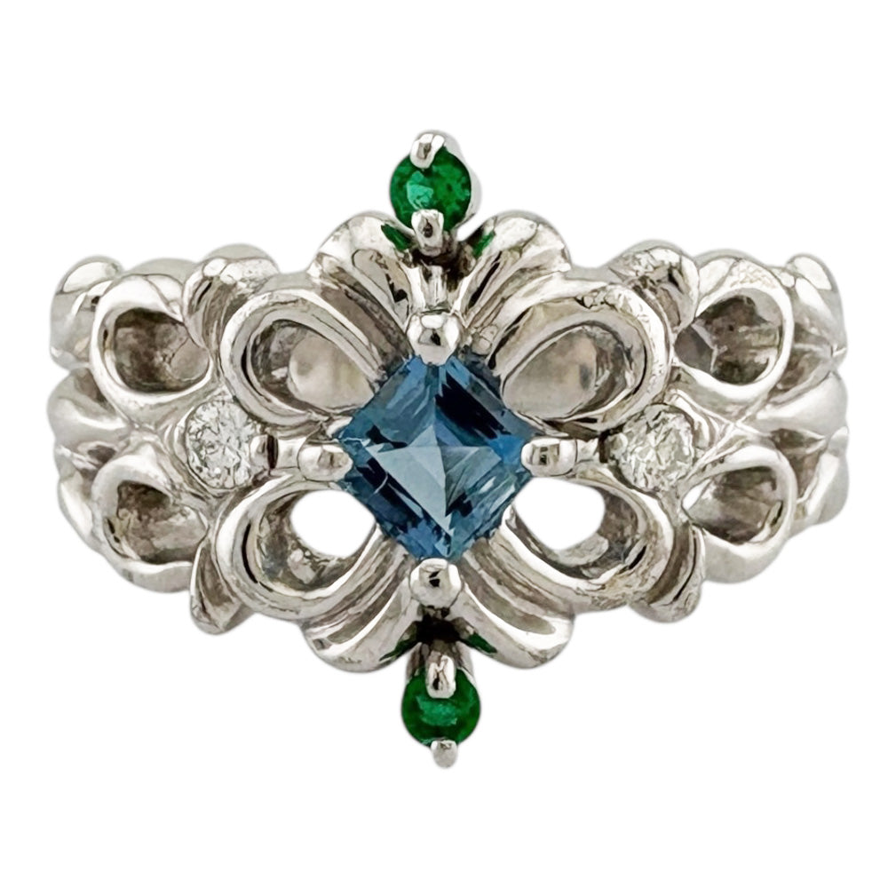 リング 指輪 14.5号 18金 K18ホワイトゴールド アクアマリン