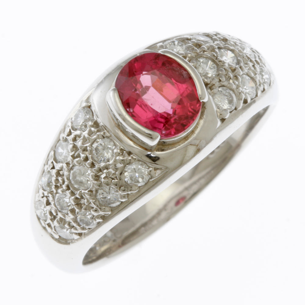 リング 指輪 9.5号 鑑別書 Pt900プラチナ ルビー 0.83ct ダイヤモンド