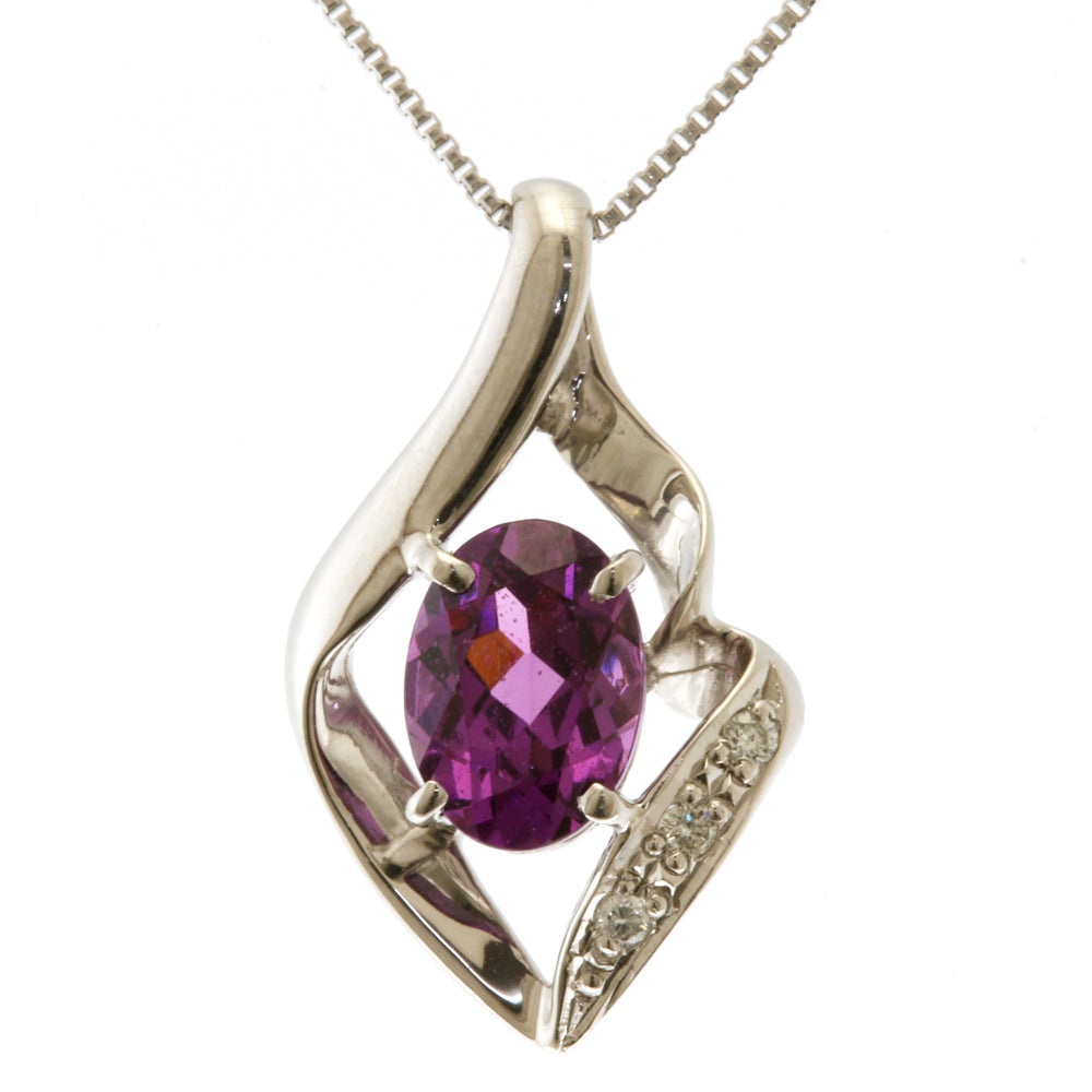 ネックレス Pt850 Pt900 プラチナ ガーネット 0.95ct ダイヤモンド  