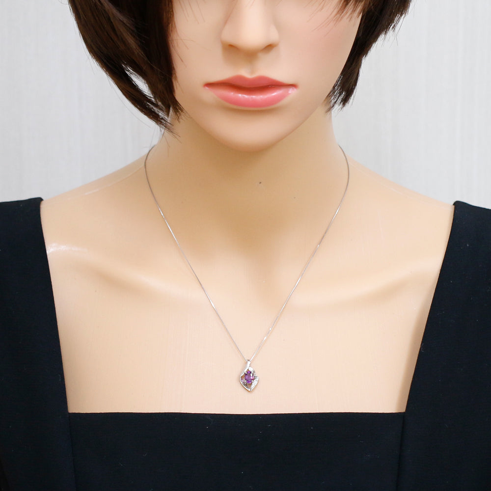 ネックレス Pt850 Pt900 プラチナ ガーネット 0.95ct ダイヤモンド 