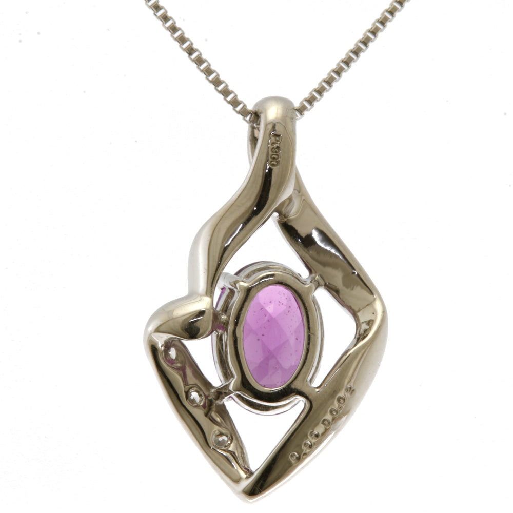 ネックレス Pt850 Pt900 プラチナ ガーネット 0.95ct ダイヤモンド 