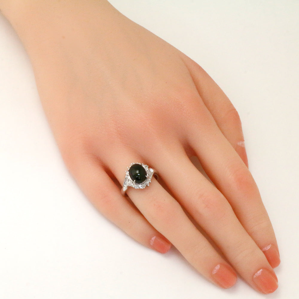 リング・指輪 12号 Pt900プラチナ トルマリン 3.72ct ダイヤモンド  