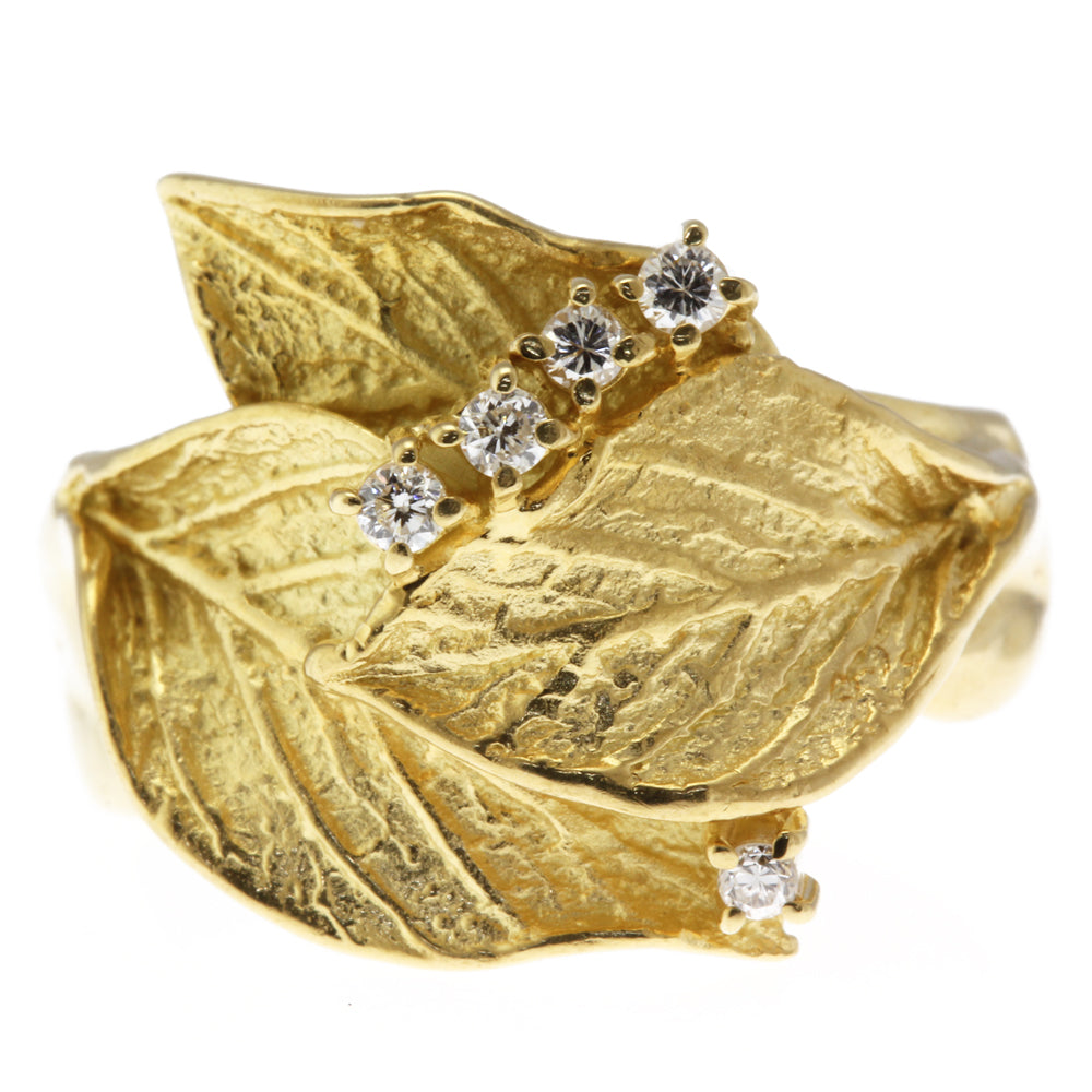 50s Celtic 9K Gold 翡翠 ダイヤモンド リング 18.5号 リング 指輪