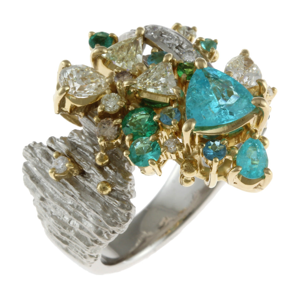 福原佐智】鑑別書付き リング・指輪 15.5号 Pt900プラチナ パライバ