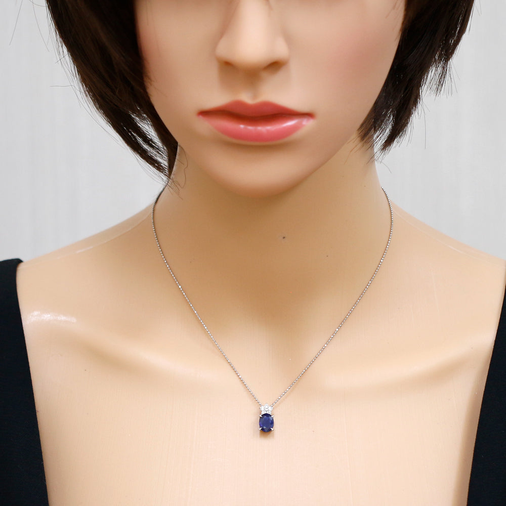 ネックレス 花 フラワー Pt850プラチナ サファイア 1.63ct