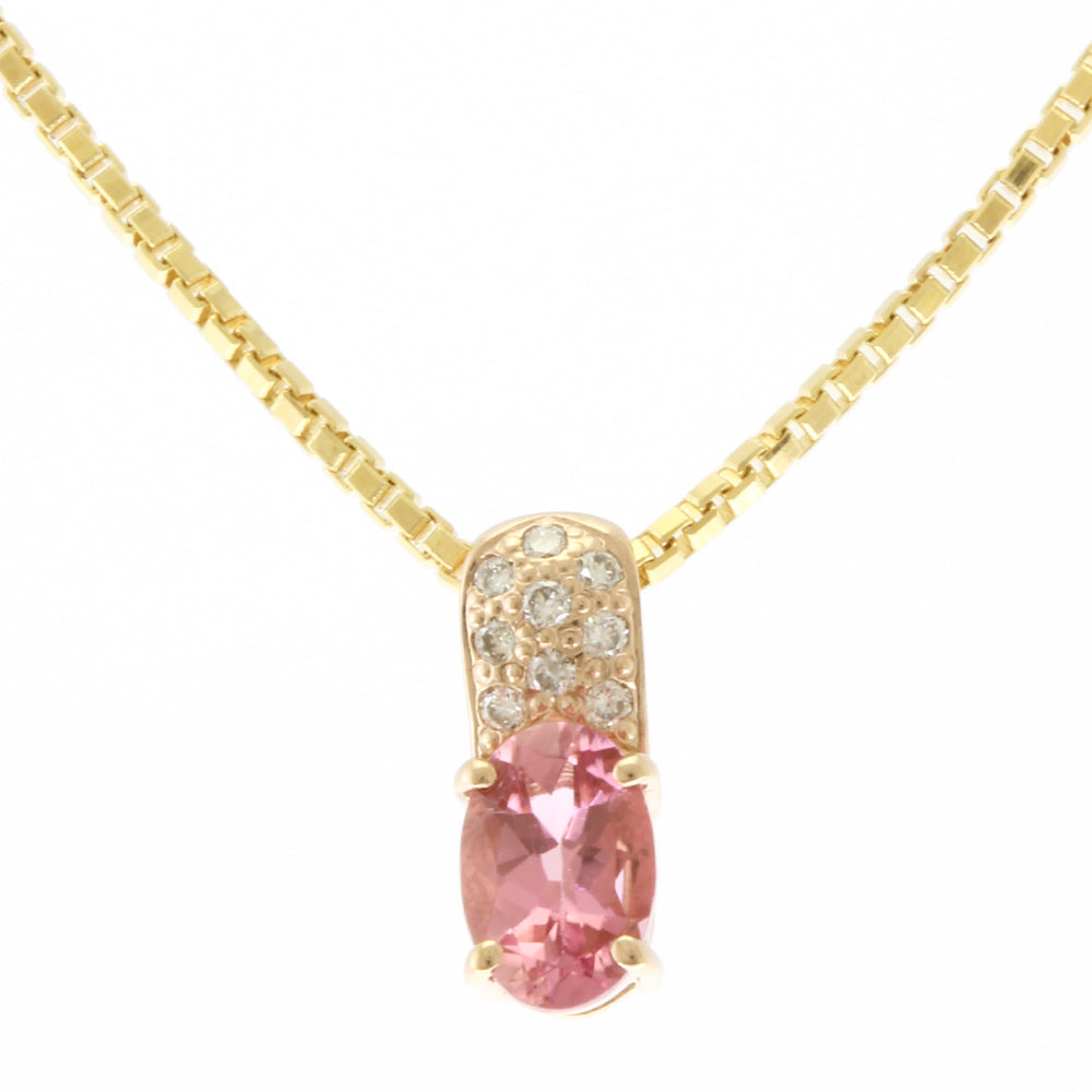 Necklace 18K K18 Yellow Gold K18 Pink Gold Pink Tourmaline Diamond 