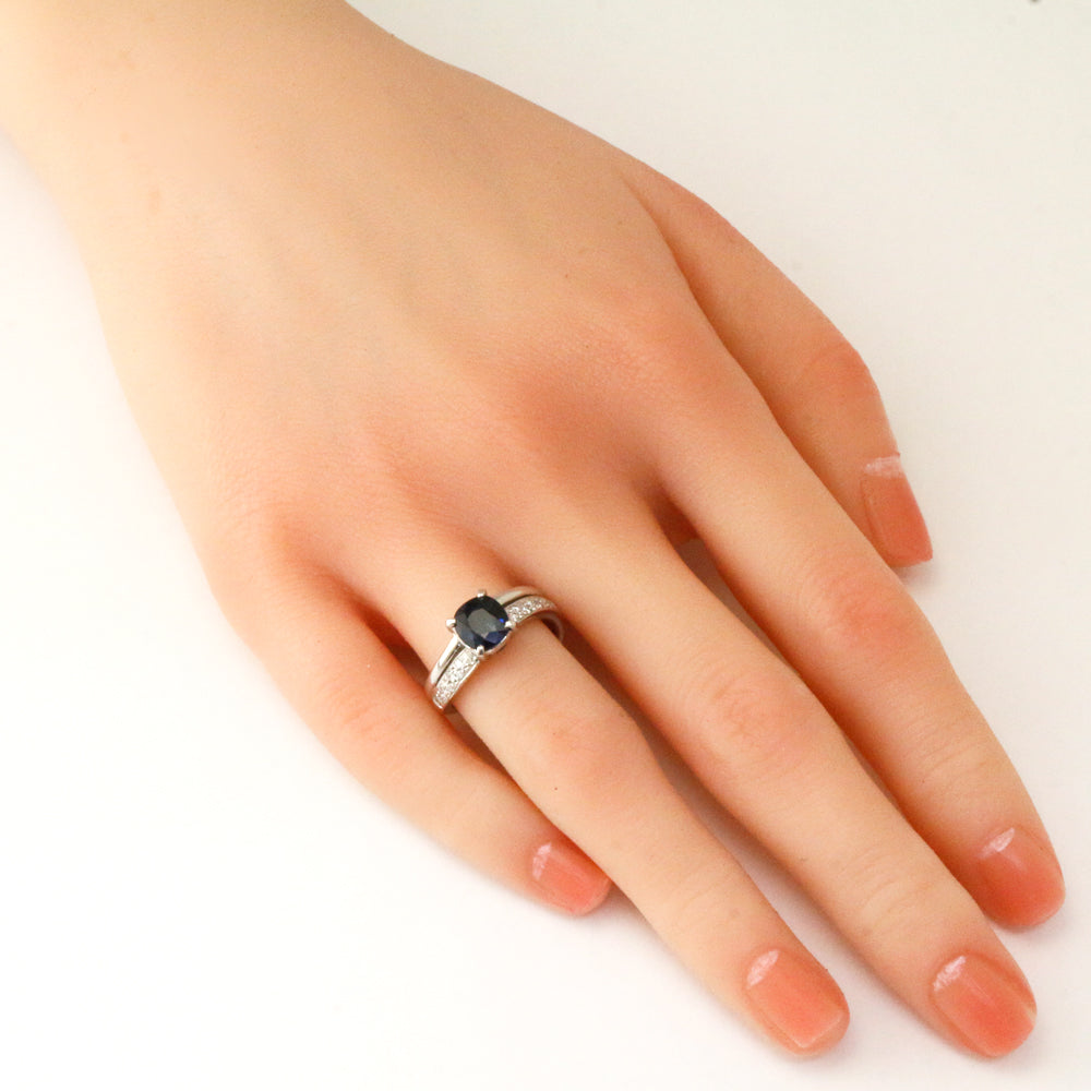 リング・指輪 11号 Pt900プラチナ サファイア ダイヤモンド 0.16ct 
