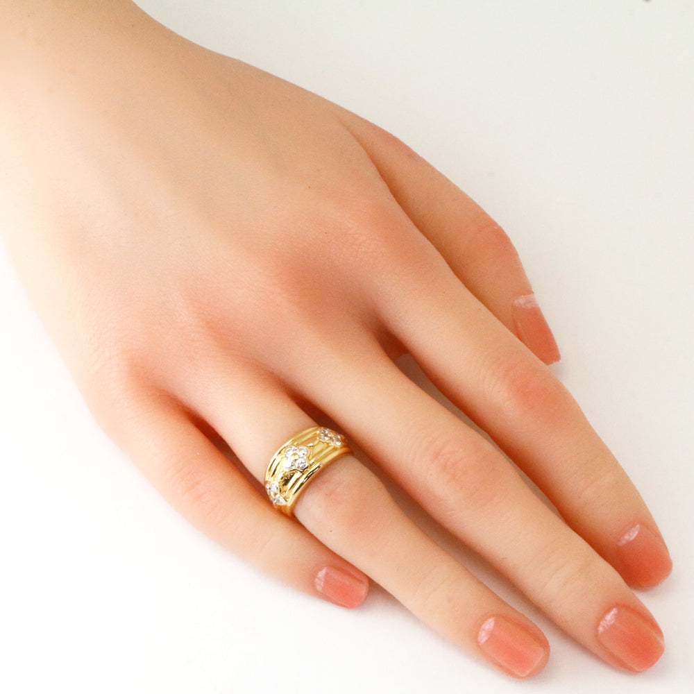 Ring, size 7.5, flower, 18K, K18 yellow gold, diamond, 0.58ct